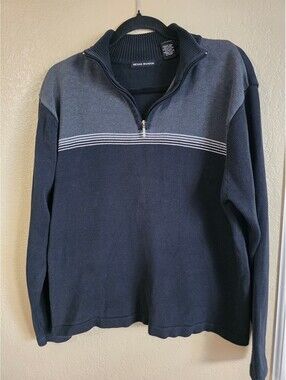 Michael Brandon Men's Half-Zip Sweater - Large, Cotton Acrylic Blend